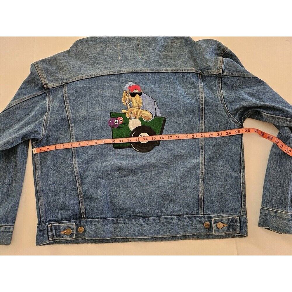 VINTAGE CAMEL DENIM JACKET MENS SIZE XL EMBROIDERED Pool Table